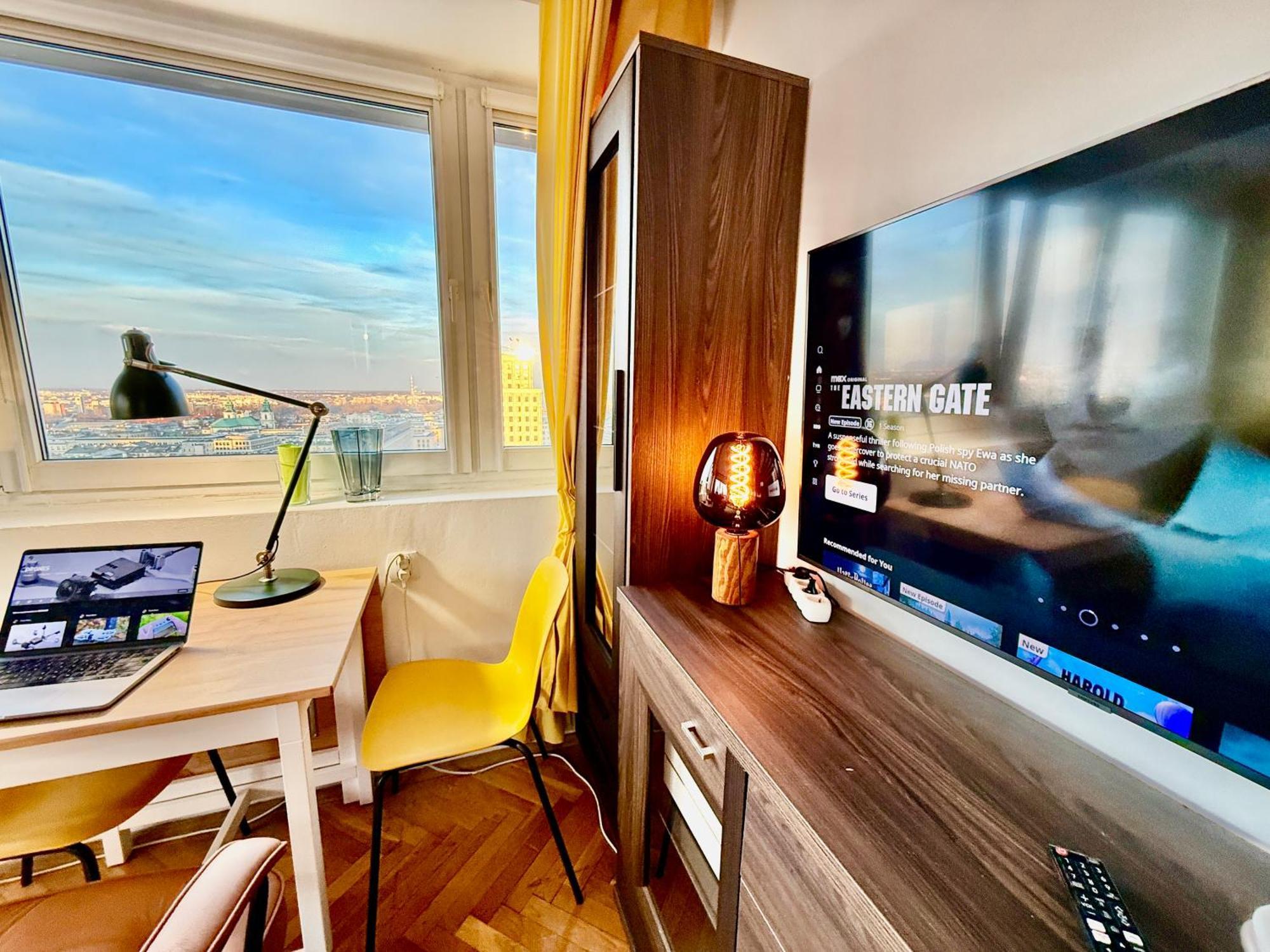 Super Apartment Yellow 2X Metro Fast Wifi 1 Gbs Netflix Panorama Miasta Warsaw Exterior photo