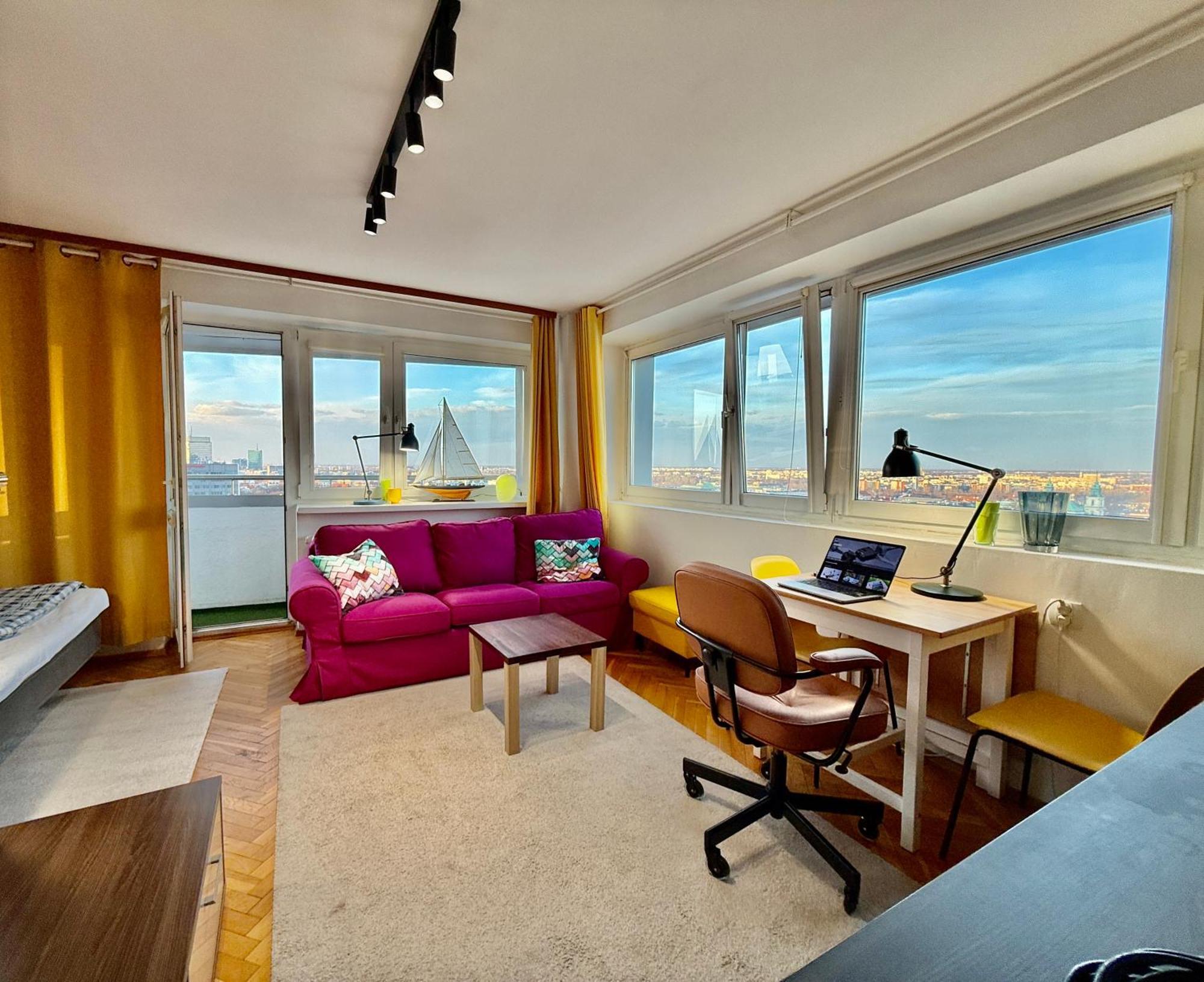 Super Apartment Yellow 2X Metro Fast Wifi 1 Gbs Netflix Panorama Miasta Warsaw Exterior photo