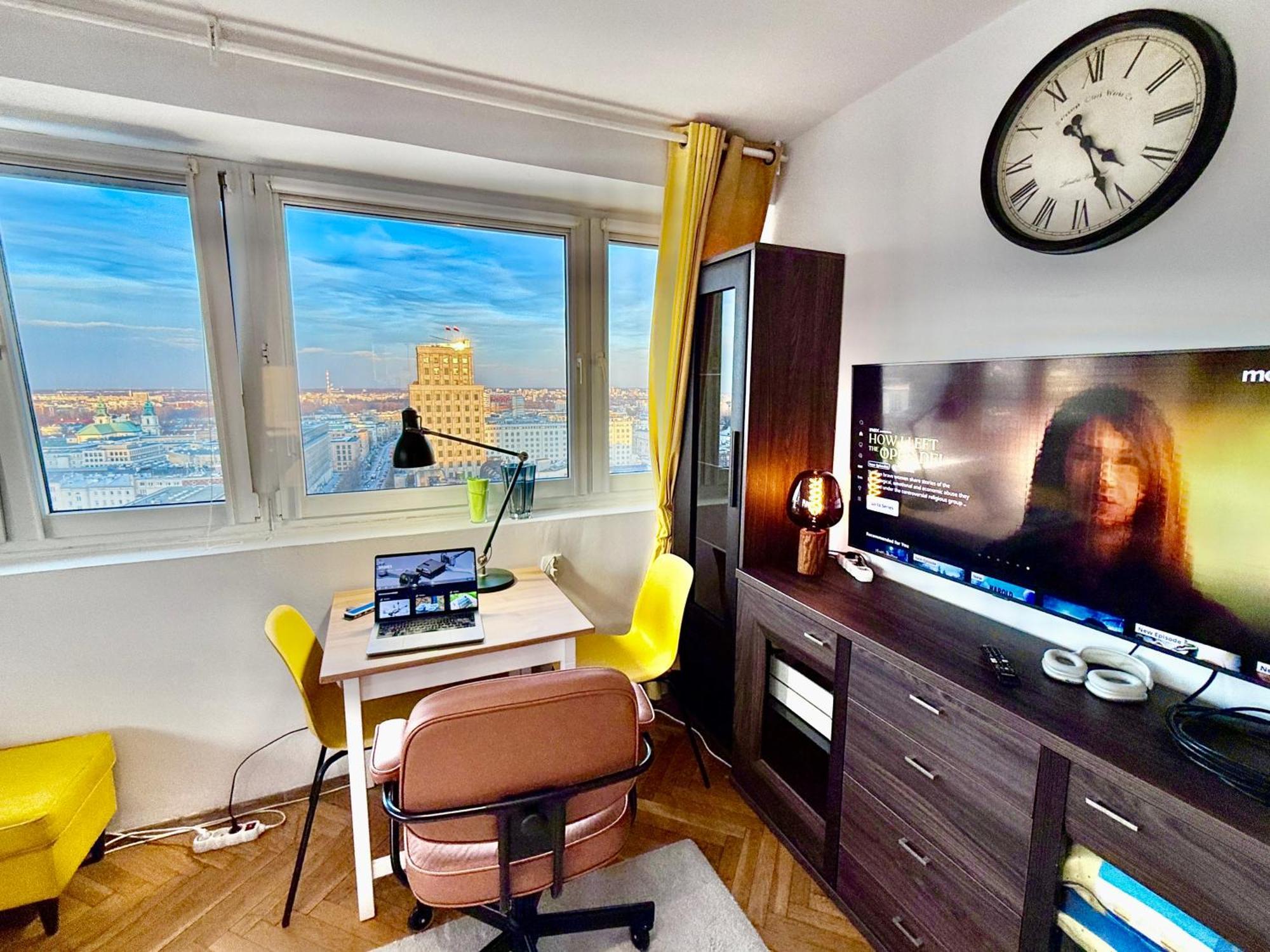 Super Apartment Yellow 2X Metro Fast Wifi 1 Gbs Netflix Panorama Miasta Warsaw Exterior photo