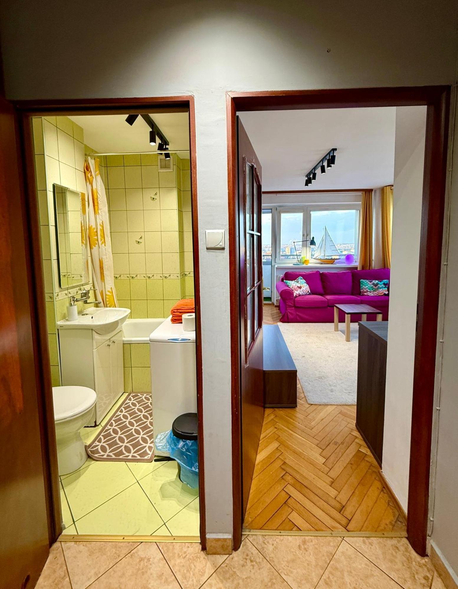 Super Apartment Yellow 2X Metro Fast Wifi 1 Gbs Netflix Panorama Miasta Warsaw Exterior photo