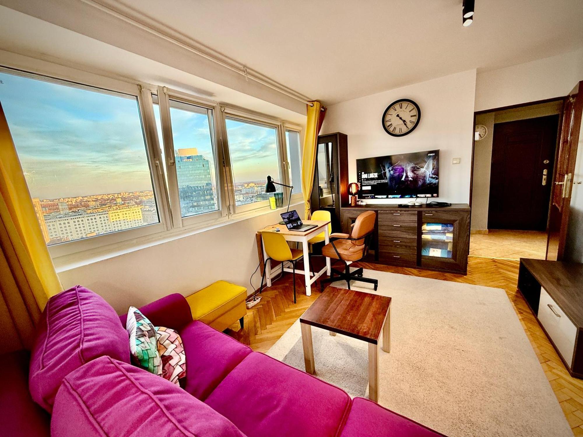 Super Apartment Yellow 2X Metro Fast Wifi 1 Gbs Netflix Panorama Miasta Warsaw Exterior photo